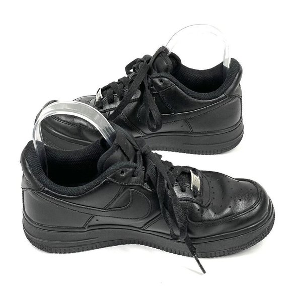 Nike Air Force 1 07 Black Leather Sneakers 315115-038 Womens Size 6 Shoes - Picture 5 of 12